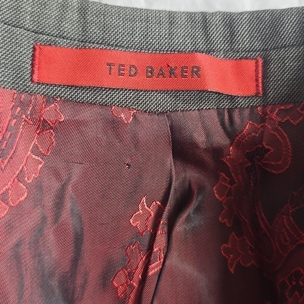 Ted Baker| Mens Gray Suit Coat/Jacket Endurance Wool Neutral Preppy Sz.46R - Picture 10 of 13